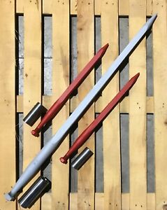 SHW Hay Bale Spears  49" HEAVY DUTY SPEAR WITH  24" STABILIZERS ALL WITH SLEEVES