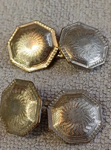 Vintage Belais Manschettenknöpfe 14K Weißgold vorne vergoldet Talon Griff Marke - Bild 1 von 7