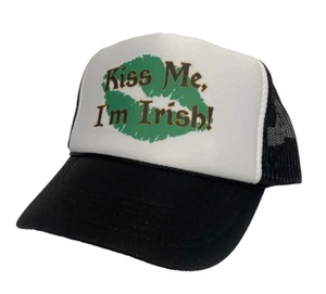 Kiss Me, I'm Irish Hat St Patrick's Day Hat Trucker Hat Adjustable Black green - Picture 1 of 2