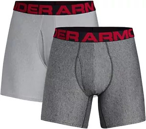 Under Armour Men's 254708 Tech 6" Gray Boxerjock 2-Pack Underwear Size M - Picture 1 of 4