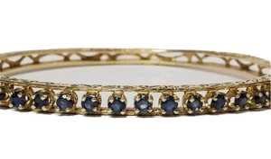 VINTAGE 1.70 CARAT SAPPHIRE 14K YELLOW GOLD BANGLE BRACELET - Picture 1 of 9