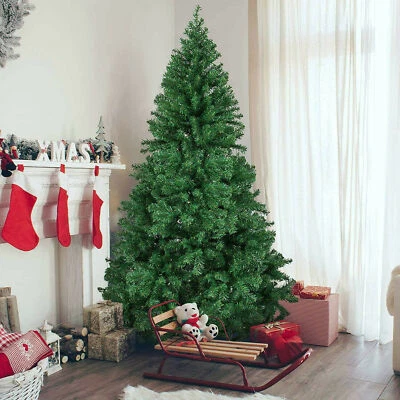 4/5/6/7ft Christmas Tree & Stand Bushy Pine Artificial Holiday Decor Green White - Image 1 of 4