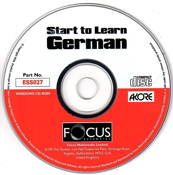 Start to Learn German CD-ROM for Windows - NEW CD in SLEEVE - Image 1 of 1