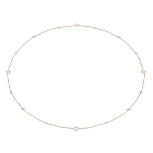 0.94 CT Round VS1 F Diamond Bar Necklace 14K Two-Tone Gold - Picture 1 of 2