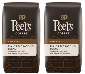 Peet's Kaffee ganze Bohne ZWEI 32 Unzen Bags Peets Major Dickason's Deep Roast - Bild 1 von 2