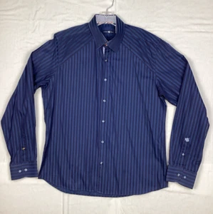 Stone Rose Black Rivet Collection Shirt Men's Size XL Navy Striped - Picture 1 of 10