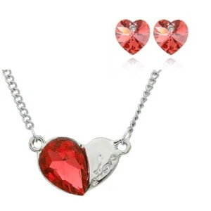 Juego de collares y pendientes de joyería corazón naranja para mujer vendedor del Reino Unido - Imagen 1 de 2