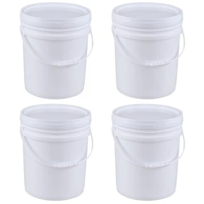 7 Gallon Plastic Buckets Pails with Lids Food Grade BPA Free ( 4 Pack, White) - Image 1 of 4