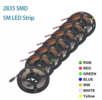 SMD 2835 DC12V RGB LED Strip Light 5M 60leds/M Leds tape Flexible diode ribbon - Image 1 of 4