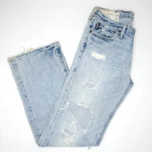 Abercrombie & Fitch Mens 30x32 Distressed Blue Jeans A&F Kilburn Low Rise Boot - Picture 1 of 17