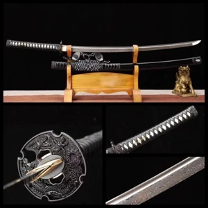 Espada Samurai Japonesa Forja a Mano Acero Plegada Arcilla Templada Katana Hoja Aguda - Imagen 1 de 12