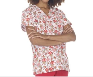 NWT Women's Small Holiday Cookies & Cocoa Gingerbread I Love Scrubs Scrub Top - Picture 1 of 1