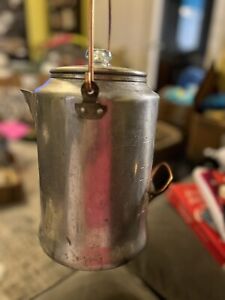 Comet aluminum camping Coffee Pot percolator Copper Handles 20 Cups. C.A 50s VTG