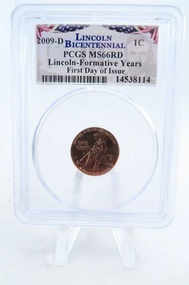 2009-D PCGS MS66RD Lincoln-Formative Years FDOI Cent Business Strike 1C - Image 1 of 2