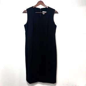 Vtg Petite Perceptions 90s Midi Black Dress Sleeveless Solid Casual Shift Womens - Picture 1 of 5