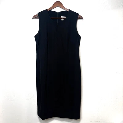 Vtg Petite Perceptions 90s Midi Black Dress Sleeveless Solid Casual Shift Womens - Image 1 of 4