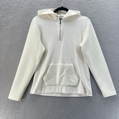 OFF WHITE Felpa con cappuccio Lauren Ralph Lauren Active donna media panna quarto zip maniche trapuntate