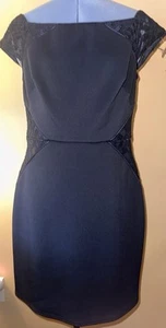 NWT SHO By Tadashi Shoji Cocktail Dress W/ Lace Cutouts In Navy Sz XL MSRP $169 - Picture 1 of 6