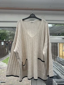 Jersey túnica de gran tamaño acanalada suave crema y negro nuez moscada talla 20/22 totalmente nuevo - Imagen 1 de 12