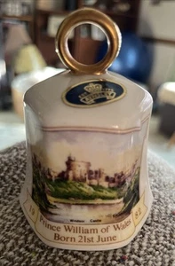 Fine Bone China 1982 AYNSLEY 3.25" Prince William of Wales Birth Bell Ornament - Picture 1 of 6