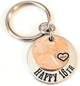 Regalo de feliz cumpleanos numero 16 llavero de centavo de ano de nacimiento - Bild 1 von 12