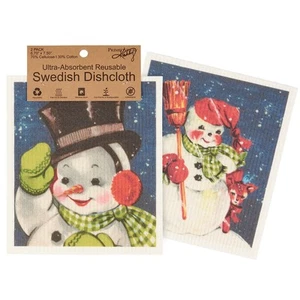 Retro Schneemänner Schwedisches Geschirrtuch Set - Bild 1 von 5
