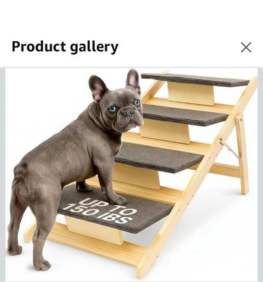 UBRANDED 4-Step Wooden Dog Stairs for High Bed Pet Ladder Indoor Steps For All Size Dogs