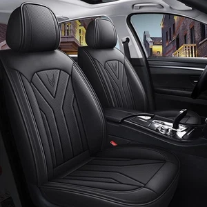 Black Seat Covers for Cars SUV Sedans Pickup, Leather Waterproof Breathable 5... - Picture 1 of 9