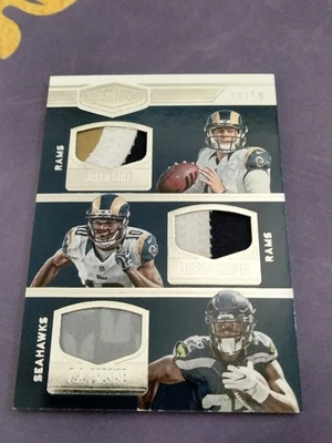 2016 Plates & Patches Jared Goff Cooper Prosise Triple Relic Patch Rookie /50 SP - Image 1 of 4