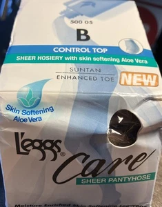 Leggs Care Sheer Control Top Size B Suntan Enhanced Toe with Aloe Vera - Picture 1 of 5