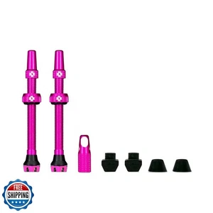 Muc-Off Tubeless Valves V2 – 44mm Pink | 4X 7075 Aircraft-Grade Aluminium Pre - Picture 1 of 5