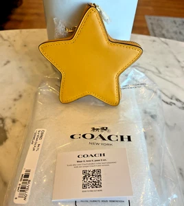 Coach Leather Star Coin Purse Bag Charm Glovetanned CBR60 NWT Factory Wrap READ - Picture 1 of 7