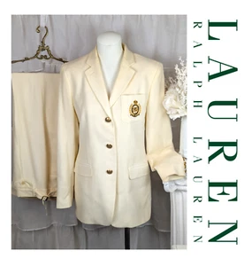 Pantalón Traje Cresta Lauren Ralph Lauren Mujer Vintage Lana Marfil EE. UU. 6 - Imagen 1 de 16