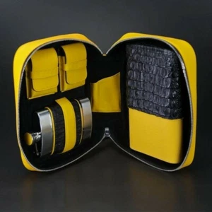 Brizard and Co. - Havana Traveler - Black Caiman Alligator & Yellow  Leather - Picture 1 of 4