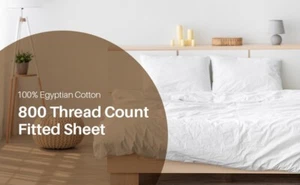 800 Fadenzahl 100% Ägyptische Baumwolle Extra Tief 40cm/16" Spannbetttuch Bettlaken - Bild 1 von 9