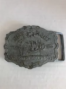 Hebilla de cinturón Livingston Wells & Co distribuidores de oro nacionales extranjeros de colección - Imagen 1 de 9