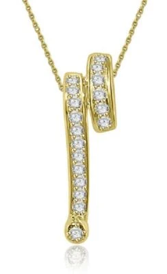 Moda Collar Colgante 0.30 Quilates I1 G Diamante Corte Redondo Oro Amarillo 14K Foto 1 de 4