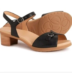 Dansko TESSIE NEGRO Madera Tacón Apilado NUEVO 39 Sandalias ZAPATOS HEBILLA Cuero Zapatos 9 - Imagen 1 de 5