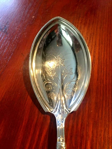 Whiting Arabesque Sterling Silver 7 1/4” Pudding Spoon BOWLS ENGRADED # 759 &760 Cover