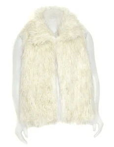 Girl's Vest Apres Ski Fashion Takara Size Large Faux Fur White, Gold Metallic - Picture 1 of 12