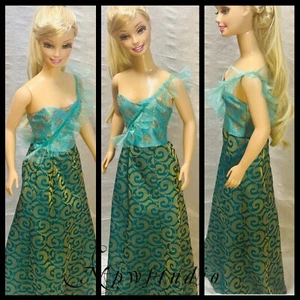 Teal Dreams Evening Gown Made For My size Barbie - Picture 1 of 1