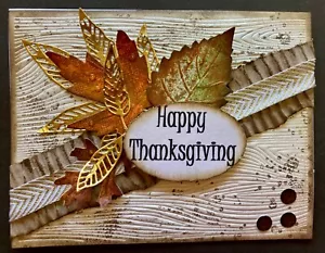 Thanksgiving - MIXED MEDIA Leaves - Handmade Card By DEE - Picture 1 of 3