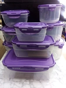 New 9 Piece Lock N Lock Purple Food Storage Containers with Snap Lids - Picture 1 of 18