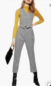Topshop Houndstooth Black/White Jumpsuit Size 6 - Picture 1 of 9