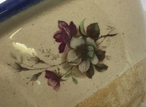 Vintage Floral Monroe Salt Works BOWL WITH HANDLES Maine America - Picture 1 of 14