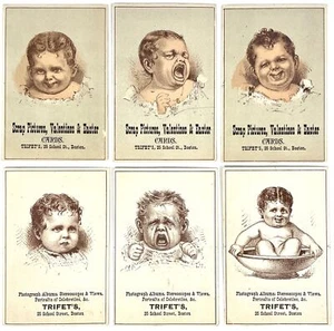 Group of Six Comic Trade Cards for Boston Card Shop Trifet’s c.1890 - Foto 1 di 4