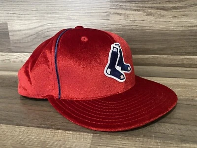 Boston Red Sox American Needle Red Velour Fitted Baseball Hat Cap Size 7 1/2 - Image 1 of 3