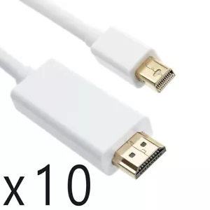 10 Pack 6ft Mini DisplayPort DP to HDMI Converter Adapter Cable fits Thunderbolt - Picture 1 of 2