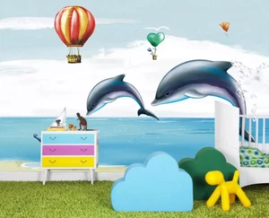 3D Dolphin Balloon 2274 Wallpaper Mural Wall Print Wall Wallpaper Murals US Coco - Picture 1 of 11