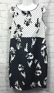 Soon Shift Dress Black & White Polka Dot Size 18 Sleeveless Zip Up Smart Party - Picture 1 of 10